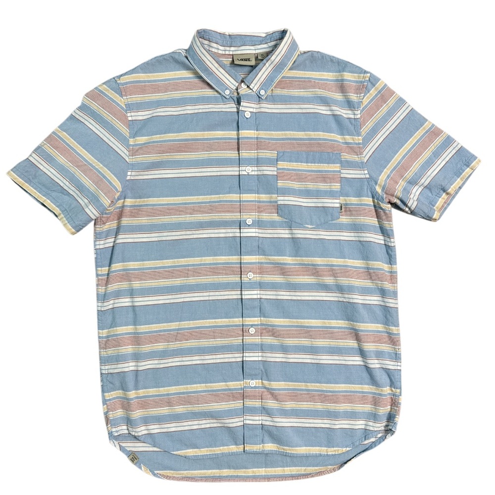 VANS OFF THE WALL Stripe Short Sleeve Button Down Shirt Mens Size XL
